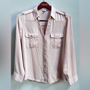 express pale pink long sleeve shirt/blouse slim size L